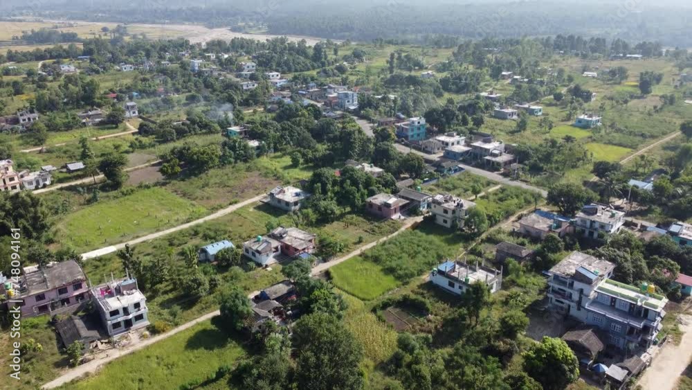 A Local Village In Mahottari District  Nepal. Beautiful Village in Nepal 4k. traditional village in Nepal. Nepal terai. Terai area in Nepal. landscape of the authentic village and  lifestyles 4K.