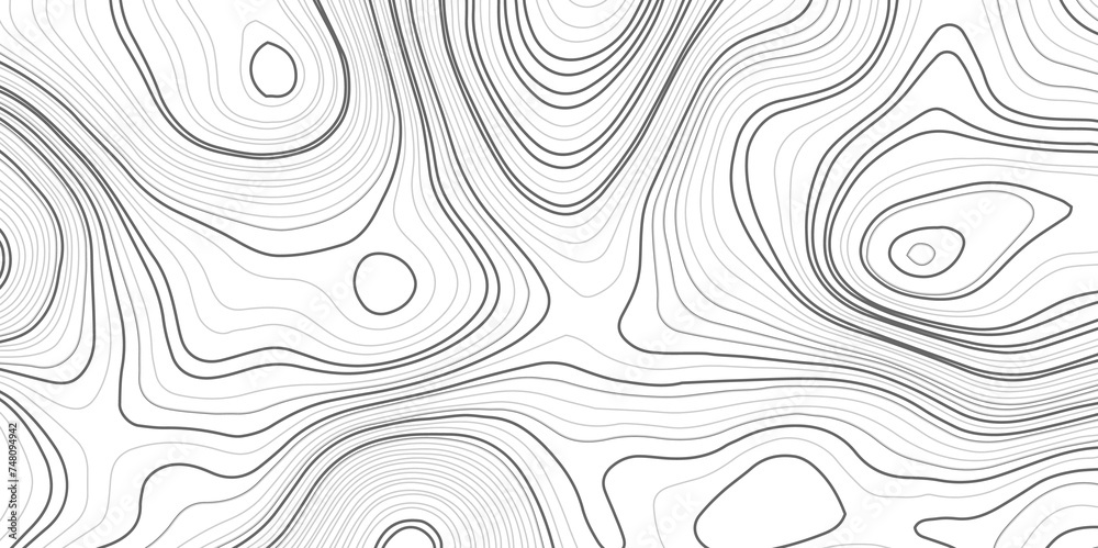 Wave topographic contour map, topographic wavy map line background. Abstract geographic wave grid line map. Geographic mountain relief background. Vector illustration. - obrazy, fototapety, plakaty 