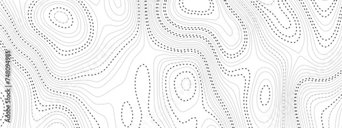 Wave topographic doted lines contour map, topographic wavy map dot line background. Abstract geographic wave grid line map. Vector illustration. photo