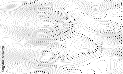 Wave topographic doted lines contour map  topographic wavy map dot line background. Abstract geographic wave grid line map. Vector illustration.
