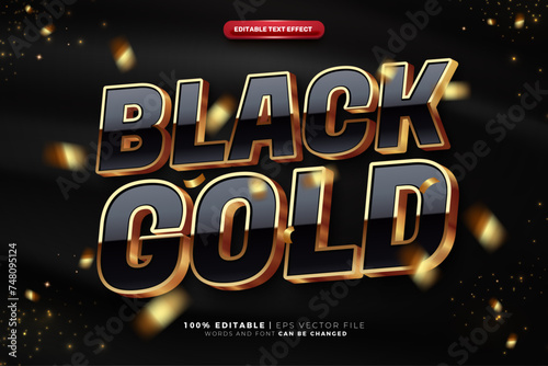 Super Luxury Black Gold Bold 3d Editable Text Effect