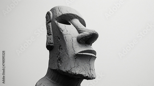 Moai Clay Model White Isolated Background -