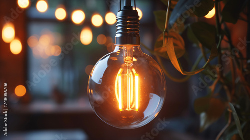 Modern LED energy-saving light bulb in ball shape photo