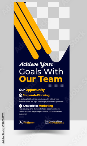 Unique, Clean Corporate Roll-Up Banner Design. That Will Roll Up to Promote Your Brand.