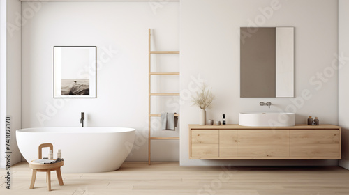 Modern Scandinavian minimalist bathroom 