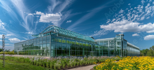 A bio research center, a botanical facility, or a agricultural technology development facility. R&D facility in harvesting fields. modern design construction methods. 