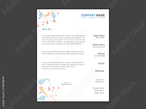 Minimalist professional vector latterhead design template.