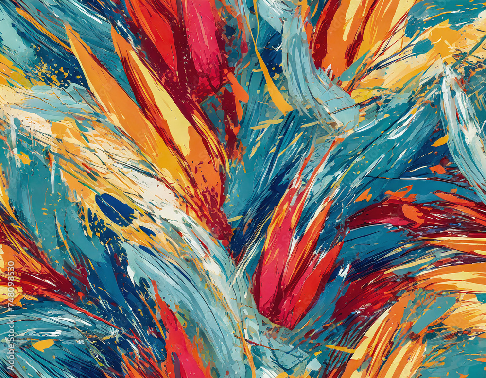 Abstract rough colorful multi colored art painting texture, with oil brushstroke. Generative ai
