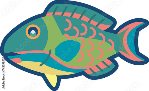 かわいいイロブダイ（オス）のイラスト