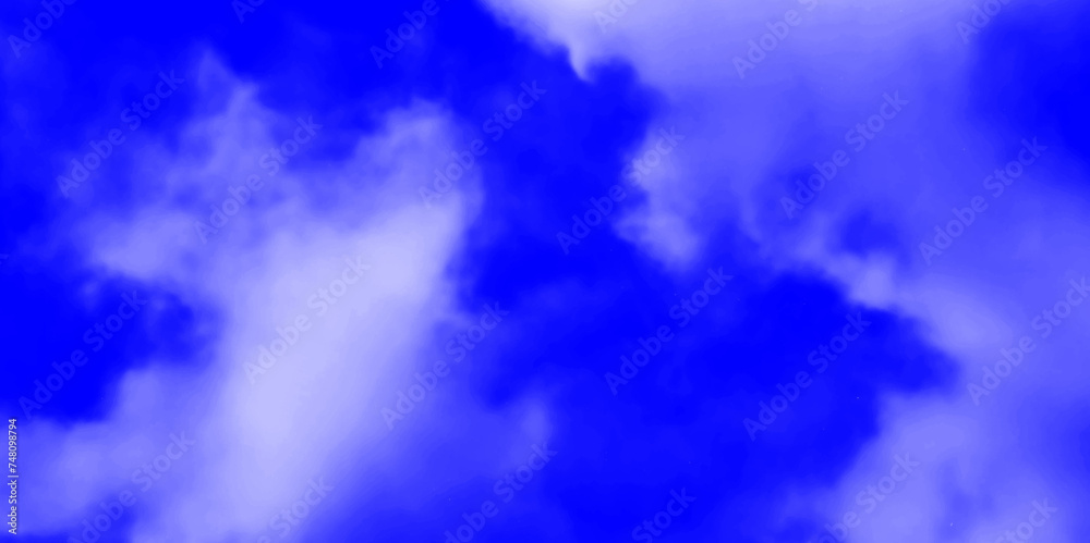 Fototapeta premium Modern Blue sky and clouds abstract illustration. Beautiful Blue Sky Background Template With Some Space for Input Text Message Below Isolated on Blue. Hand painted watercolor sky and clouds.