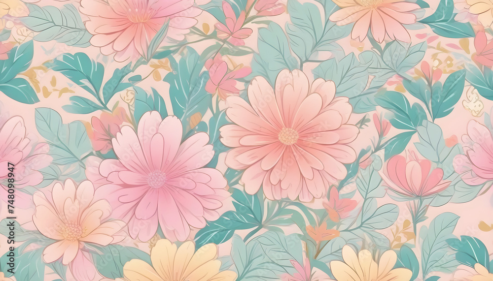 delicate multicolored floral ornament for paper wallpaper or background