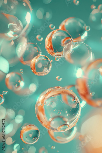 orange bubbles on a soft teal background