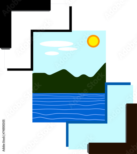 Frame and Mat Board Samples for Art Framing Around a Sea or Landscape Picture