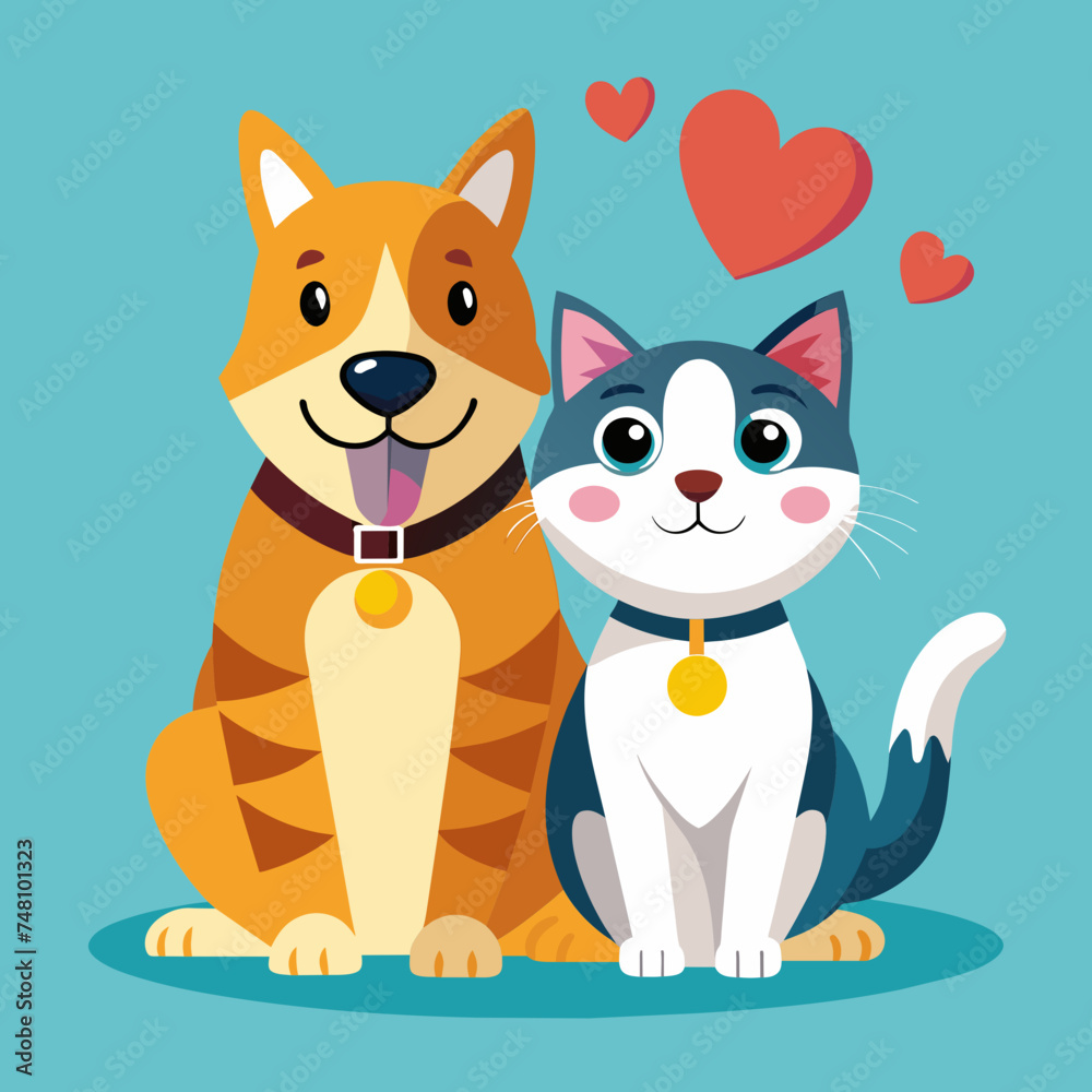 Illustration of best friends ever - Cat and Dog

