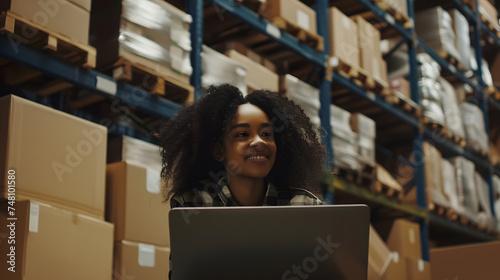 enterprising woman afro american preparing packages for delivery from her online store