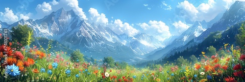 Summer View Swiss Alpine Landscape Meadow, Background Banner HD