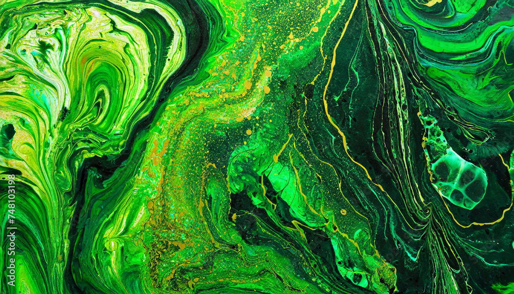 Abstract bright green painting background. Art with liquid fluid grunge texture. Acrylic painted waves. Abstract bright green painting background. Art with liquid fluid grunge texture. Acrylic painted waves.