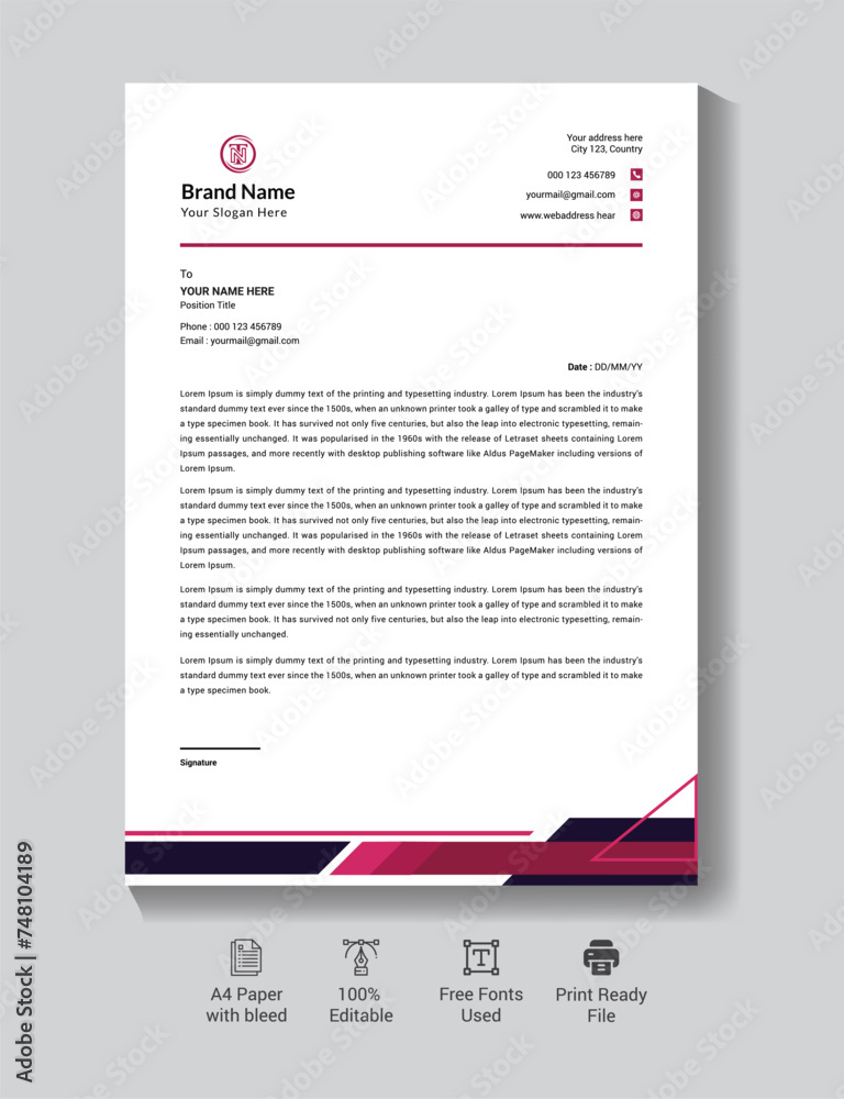 
Modern business luxury corporate identity letterhead template