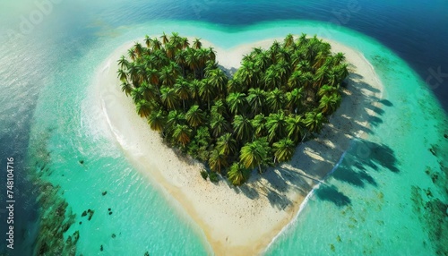 Paradise Found: Exploring the Tranquil Beauty of Heart-shaped Palm Trees Island" © Sadaqat
