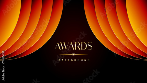 Red orange and golden awards graphics background. Elegant orange premium template design. Wedding invitation card. Engagement ceremony invite. Luxury premium corporate abstract design template.