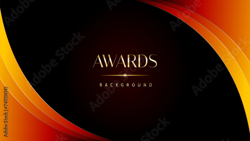 Red orange and golden awards graphics background. Elegant orange premium template design. Wedding invitation card. Engagement ceremony invite. Luxury premium corporate abstract design template.