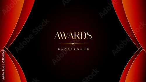 Red orange and golden awards graphics background. Elegant orange premium template design. Wedding invitation card. Engagement ceremony invite. Luxury premium corporate abstract design template.