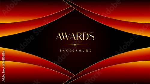 Red orange and golden awards graphics background. Elegant orange premium template design. Wedding invitation card. Engagement ceremony invite. Luxury premium corporate abstract design template.