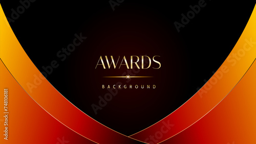 Red orange and golden awards graphics background. Elegant orange premium template design. Wedding invitation card. Engagement ceremony invite. Luxury premium corporate abstract design template.