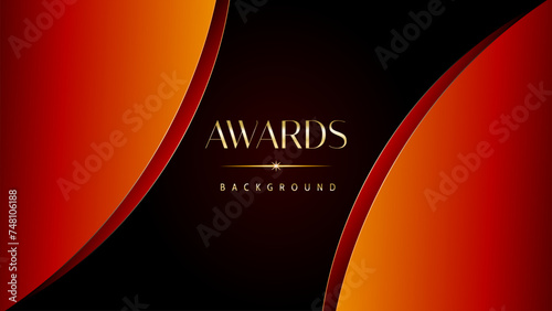 Red orange and golden awards graphics background. Elegant orange premium template design. Wedding invitation card. Engagement ceremony invite. Luxury premium corporate abstract design template.