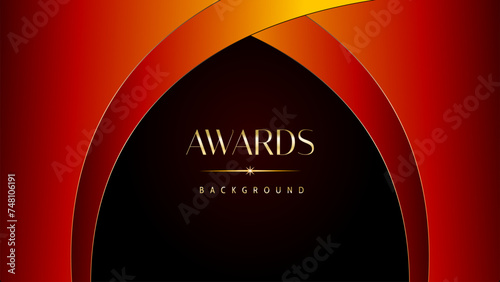 Red orange and golden awards graphics background. Elegant orange premium template design. Wedding invitation card. Engagement ceremony invite. Luxury premium corporate abstract design template.