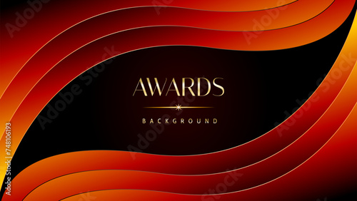 Red orange and golden awards graphics background. Elegant orange premium template design. Wedding invitation card. Engagement ceremony invite. Luxury premium corporate abstract design template.
