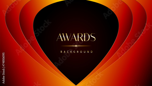 Red orange and golden awards graphics background. Elegant orange premium template design. Wedding invitation card. Engagement ceremony invite. Luxury premium corporate abstract design template.