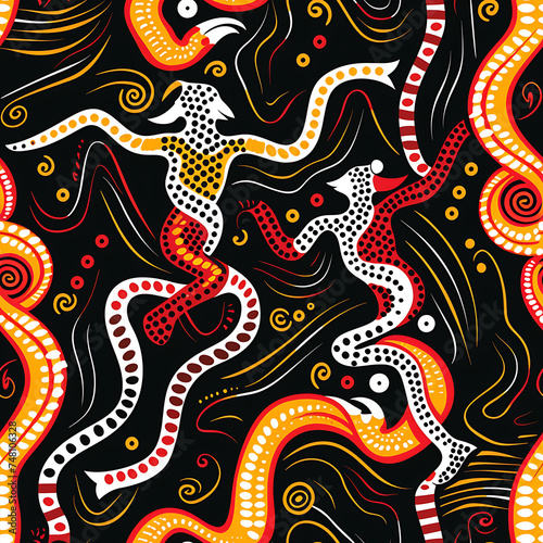 Aboriginal Dancing Inspired Seamless Tile