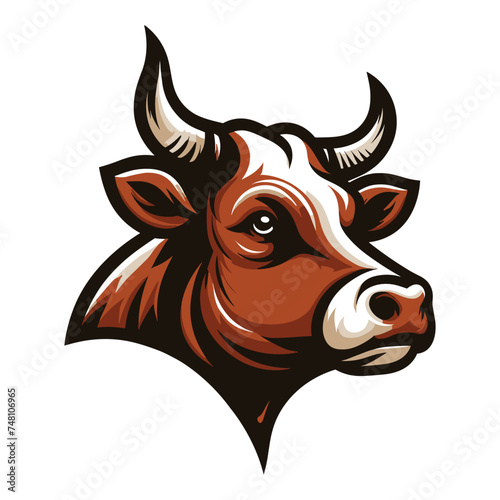 Cow head face logo vector illustration, farm pet, animal livestock, for butchery meat shop and dairy milk product, agriculture concept, design template isolated on white background