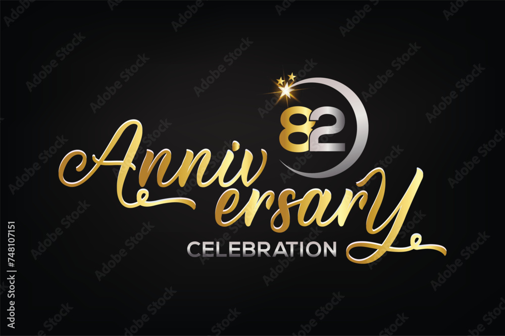 Star element gold color mixed luxury 82th anniversary invitation celebration Star element gold color mixed luxury 82th anniversary invitation celebration