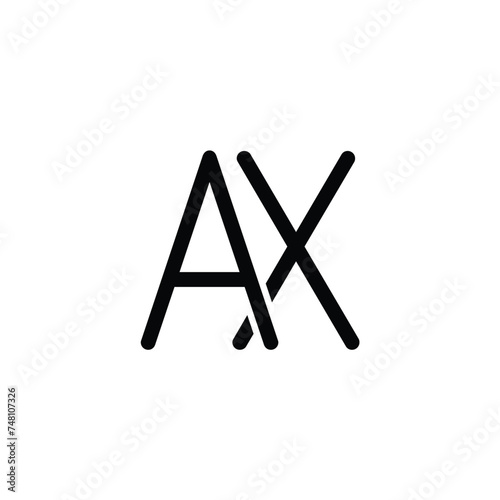 Minimalist Letter AX Logo Design , Editable in Vector Format in Black. initial Ax vector logo design