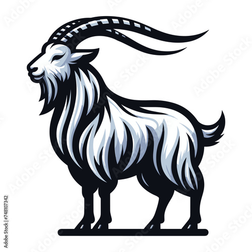 Goat full body vector illustration, farm pet, animal livestock, for butchery meat shop and dairy milk product, design template isolated on white background