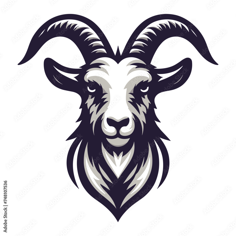 Goat head face logo vector illustration, farm pet, animal livestock, for butchery meat shop and dairy milk product, agriculture concept, design template isolated on white background Goat head face logo vector illustration, farm pet, animal livestock, for butchery meat shop and dairy milk product, agriculture concept, design template isolated on white background