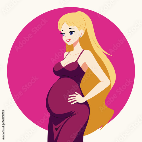 Blondy Beautiful smiling pregnant woman Pregnancy belly Motherhood New born Young mother