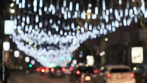 New Year's lighting on streets of Tbilisi, Georgia. Decorations for Christmas