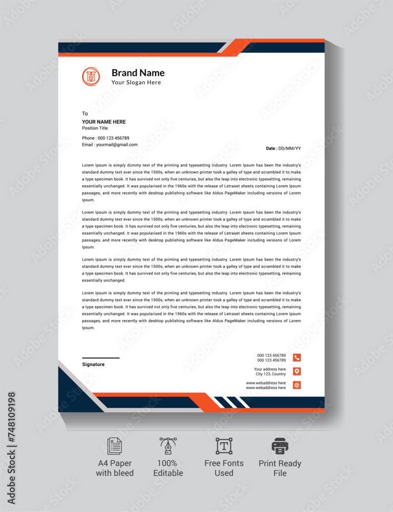 Modern business luxury corporate identity letterhead template
Modern business luxury corporate identity letterhead template