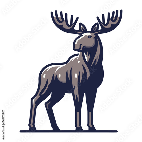 Moose buck elk full body vector illustration  zoology illustration  wild animal moose design template isolated on white background