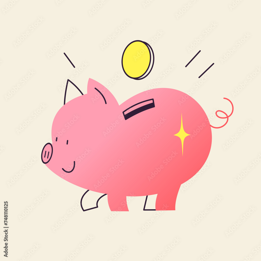 Piggybank Vector Spot Illustration