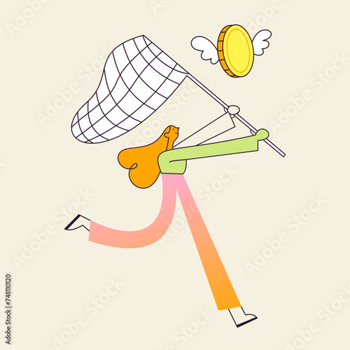 Catching Income Vector Spot Illustration (ID: 748110120)