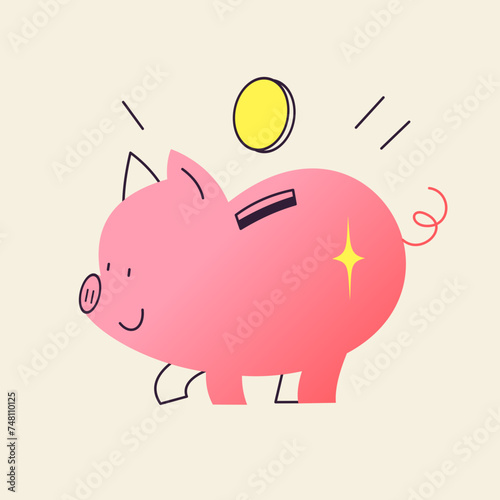 Piggybank Vector Spot Illustration (ID: 748110125)