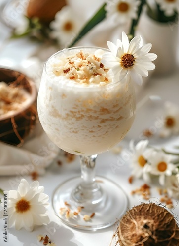 tropical cocktail and flowers