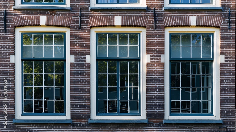 Fototapeta premium House in Amsterdam with beautiful windows.