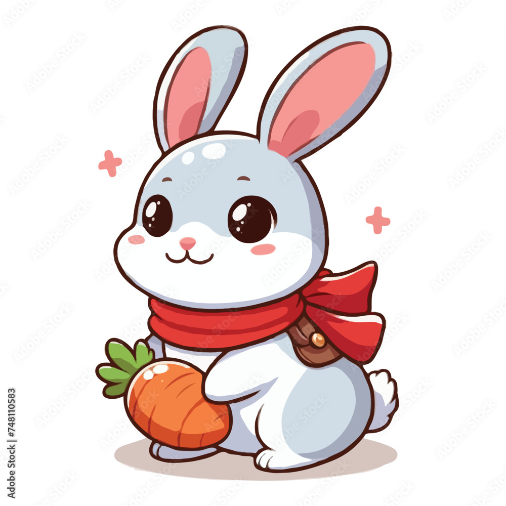 Obraz premium Cute rabbit vector on white background.
