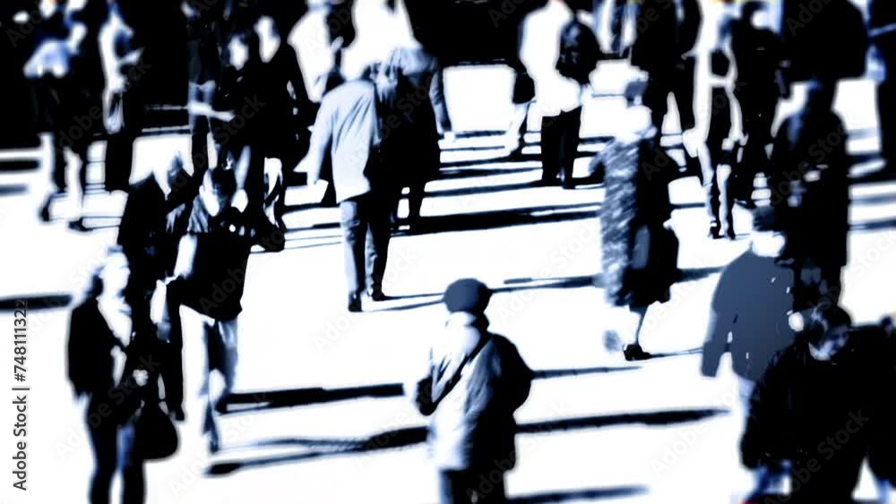 Crowded city street. People passing by and rushing to work. Long exposure shot time lapse Crowded city street. People passing by and rushing to work. Long exposure shot time lapse