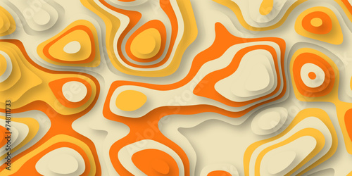 Paper cut topography background. Colorful area relief map with hills and mountain. Origami 3d multi layers. Modern trendy paper design for banner. Vector illustration